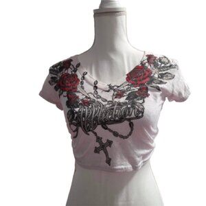 AFFLICTION White Baby-Tee Shirt GRUNGE Y2K